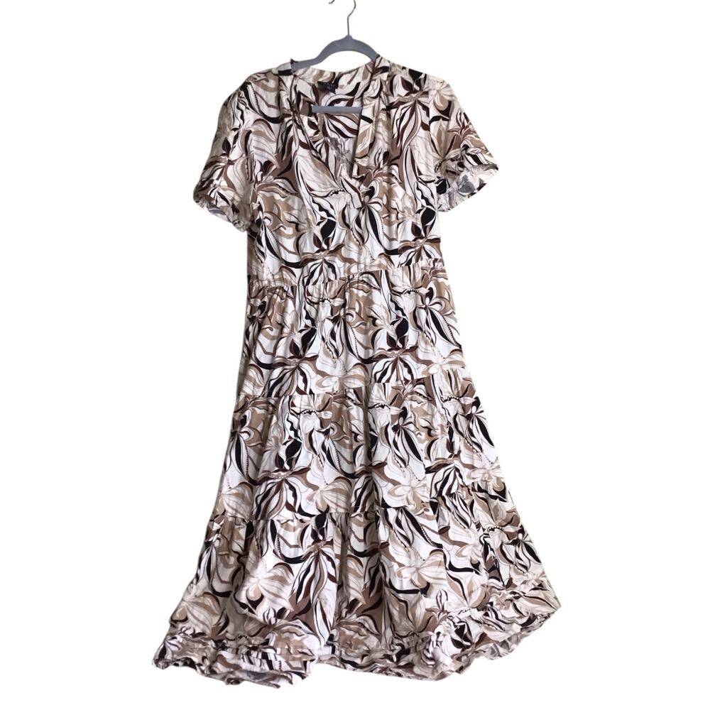 Nicole Miller Women Floral Tiered Maxi Dress Sz. Lrg  EUC Leisure Beachy  Resort